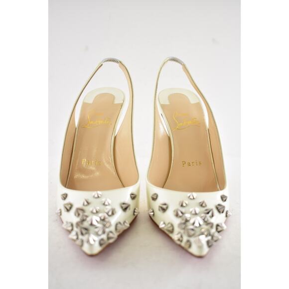 Christian Louboutin Drama Sling 100 Latte White Slingback Pointed Heel Pump 36.5 - Picture 9 of 13